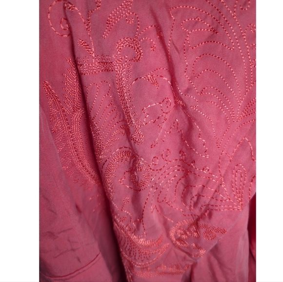 Soft Surroundings Coral Embroidered Weekender Tencel Shirt Dress Size XL - Picture 4 of 7
